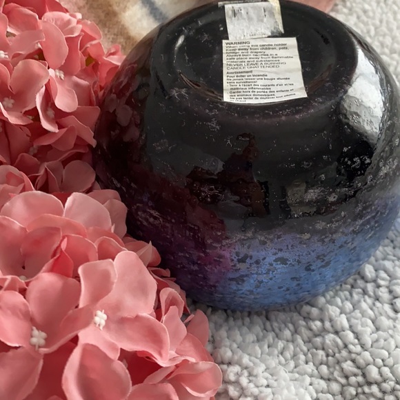 Blue/Black ombré glass crackle candle bowl - Picture 4 of 7